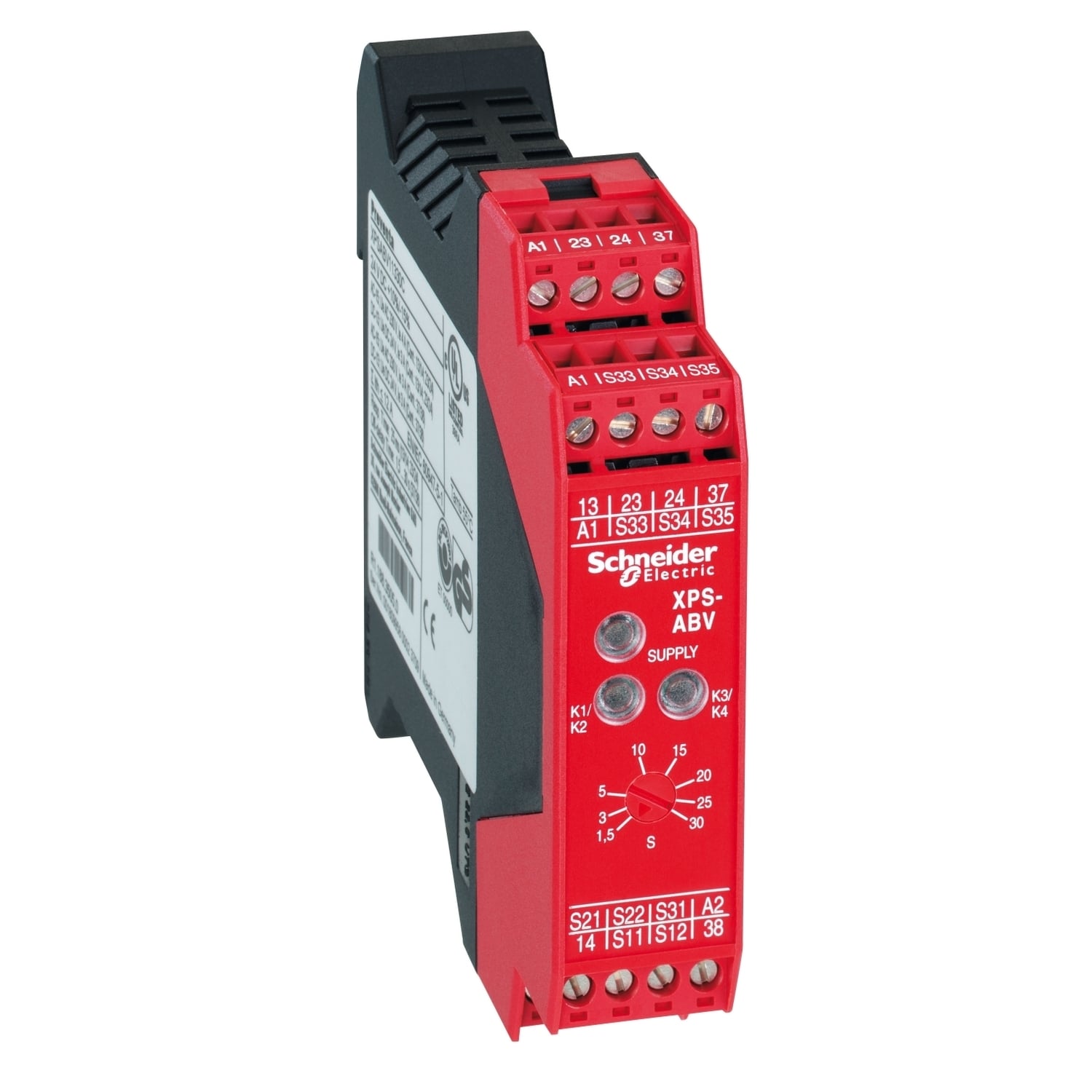 XPSABV1133P Preventa Safety Relay With (3) LEDs, 1NO-2NO 1 Form A/2 Form A Contact, 24 V DC V Coil