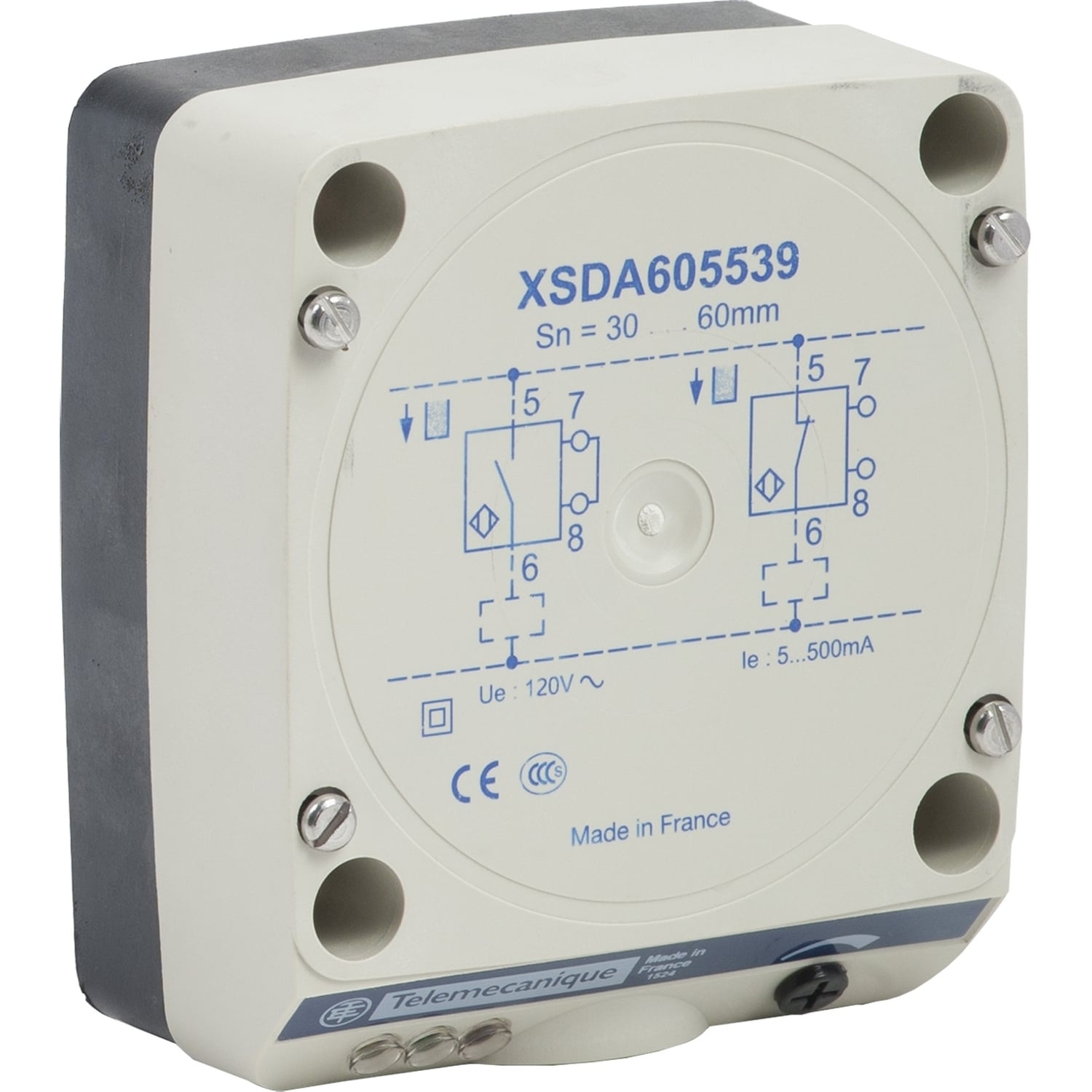 XSDA605539 OsiSense XS 2-Wire Fixed Non-Shielded Programmable Rectangular Inductive Proximity Sensor, Inductive, Discrete Output, 1NO-1NC Contact, 132 V AC