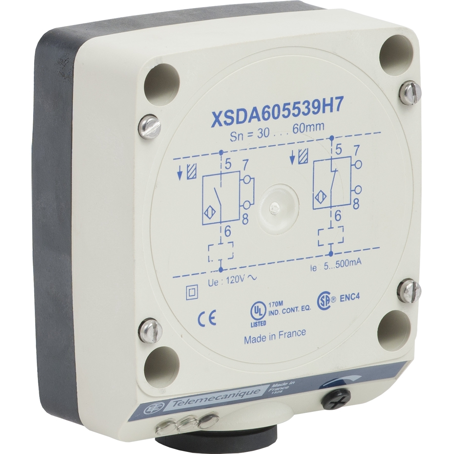 XSDA605539H7 OsiSense XS 2-Wire Fixed Non-Shielded Programmable Rectangular Inductive Proximity Sensor, Inductive, Discrete Output, 1NO-1NC Contact, 132 V AC