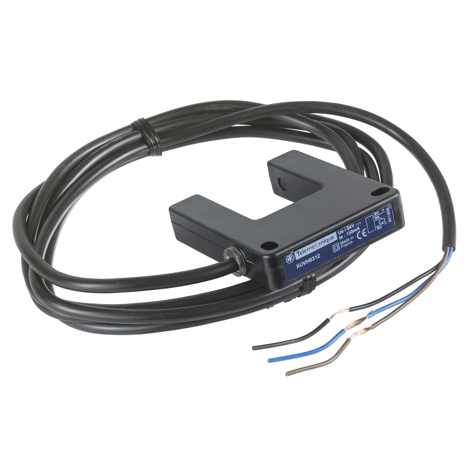 XUVH0312 OsiSense XU 3-Wire Optical Fork XU Photoelectric Sensor, 1.18 in, Infrared Sensing Beam, 0.5 ms Response, PNP 1NO Output