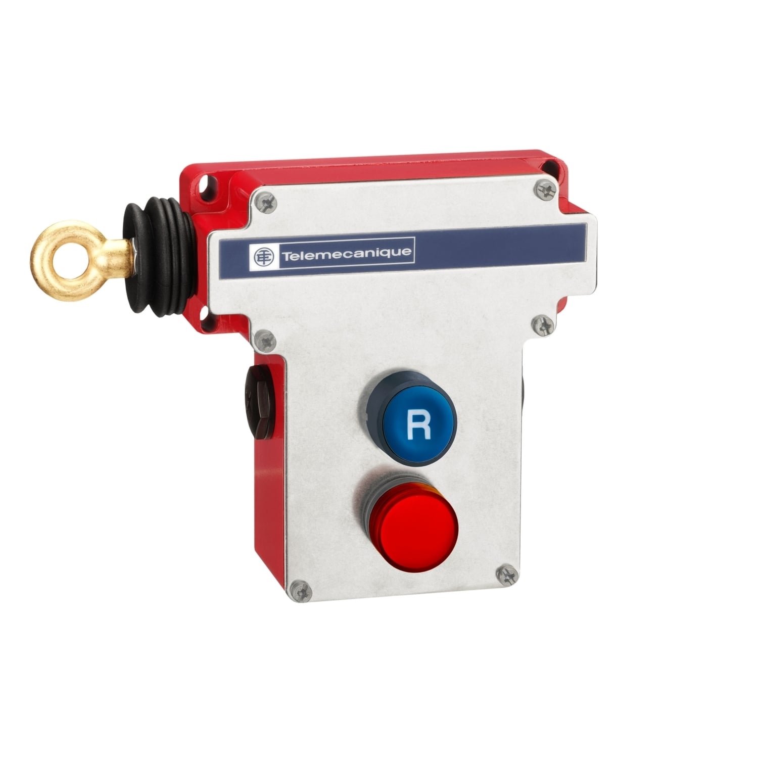 XY2CE2A196H7 Preventa XY2-CE Latching Emergency Stop Rope Cable Pull Switch, 240 V AC, 3/10 A, 1NO-1NC Contact