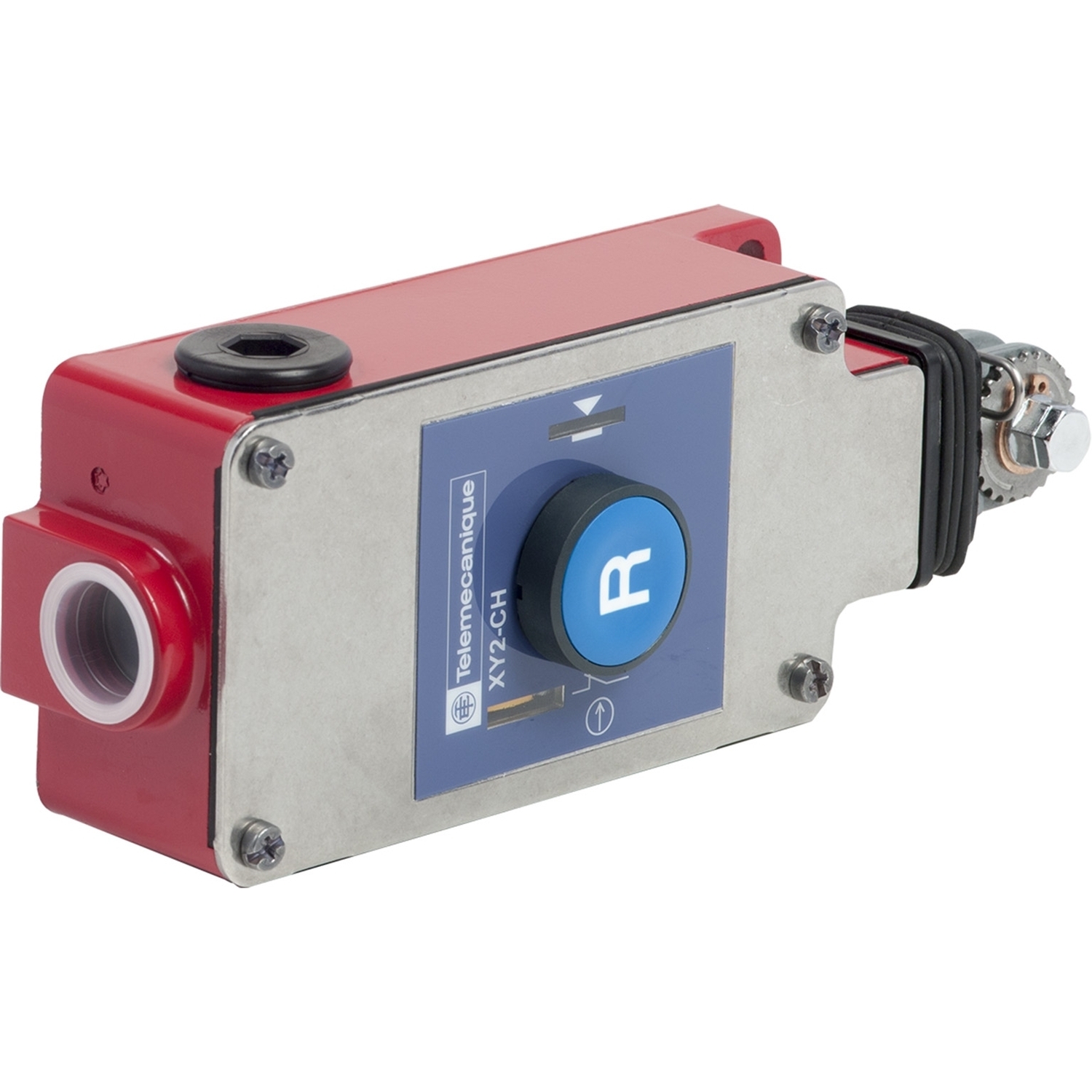 XY2CH13170H7 XY2C Emergency Stop Dusttight Latching Legend Watertight Cable Pull Switch, 240 V AC, 10 A, 2NC Contact