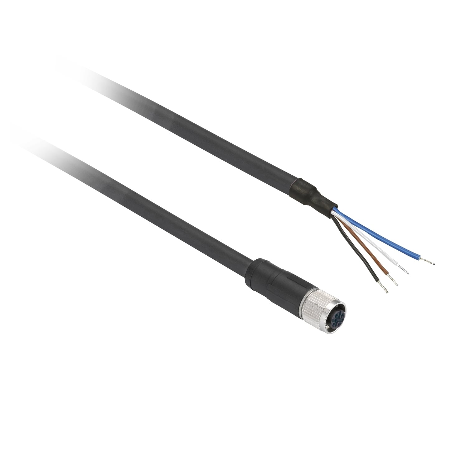 XZCP0941L5 OsiSense XZ Screw-On Pre-Wired Connector, 60 V AC/75 V DC, 4-Pin M8 Jack End Connection, 5 m L, 0.34 sq-mm Conductor, PUR
