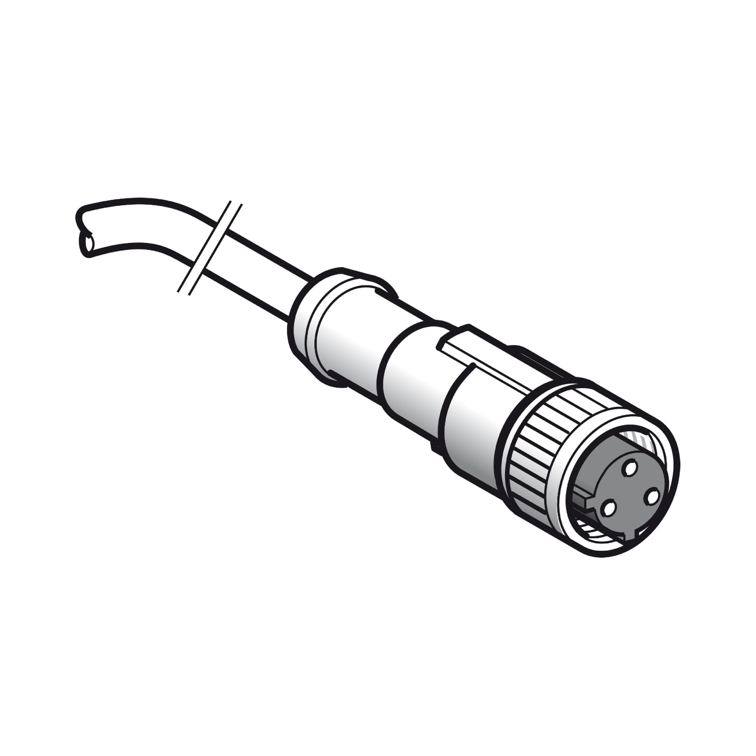 XZCP1865L10 OsiSense XZ Screw-On Pre-Wired Connector, 250 V AC/300 V DC, 3-Pin 1/2-20 UNF Jack End Connection, 10 m L, 0.34 sq-mm Conductor, PUR