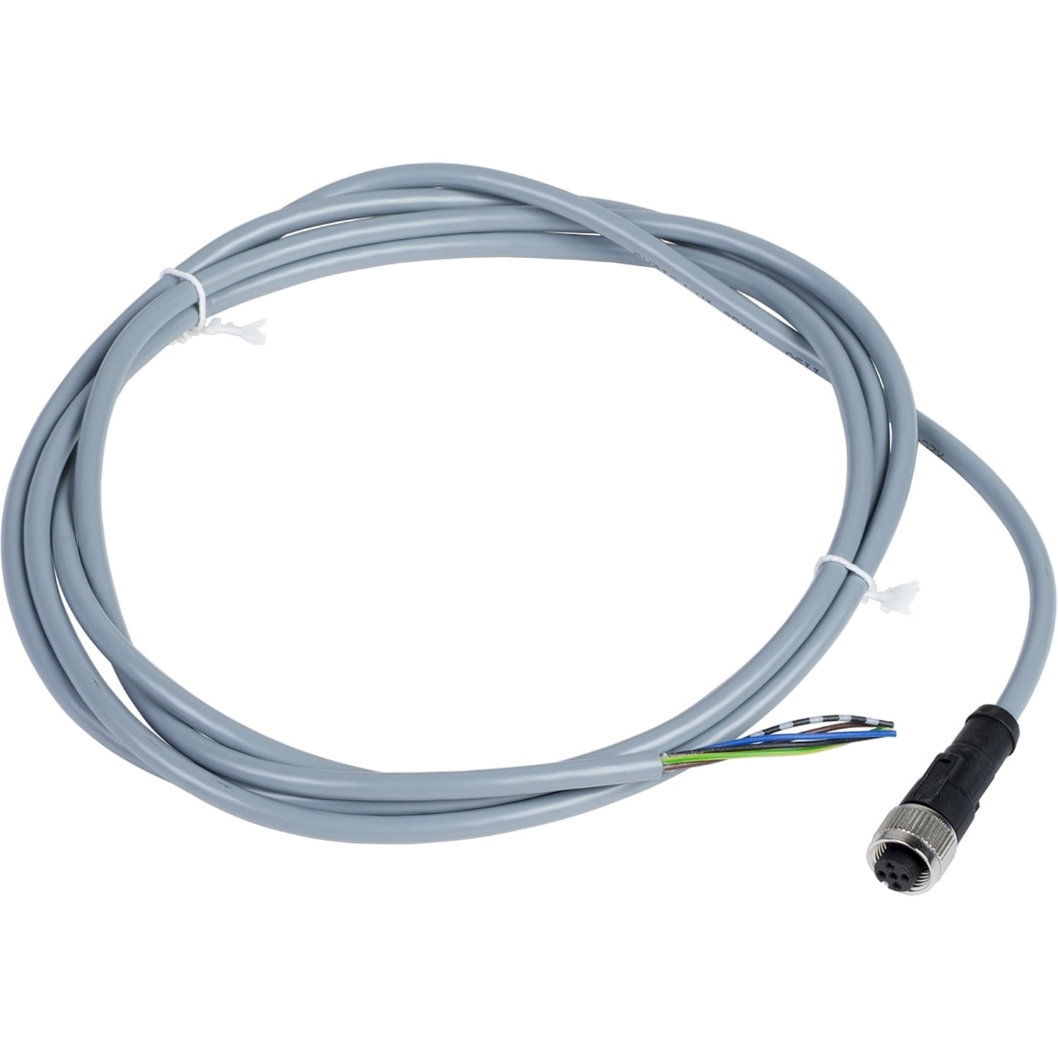 XZCPV1164L2 OsiSense XZ Screw-On Pre-Wired Connector, 60 V AC/75 V DC, 5-Pin M12 Jack End Connection, 2 m L, 0.25 sq-mm Conductor, PVC