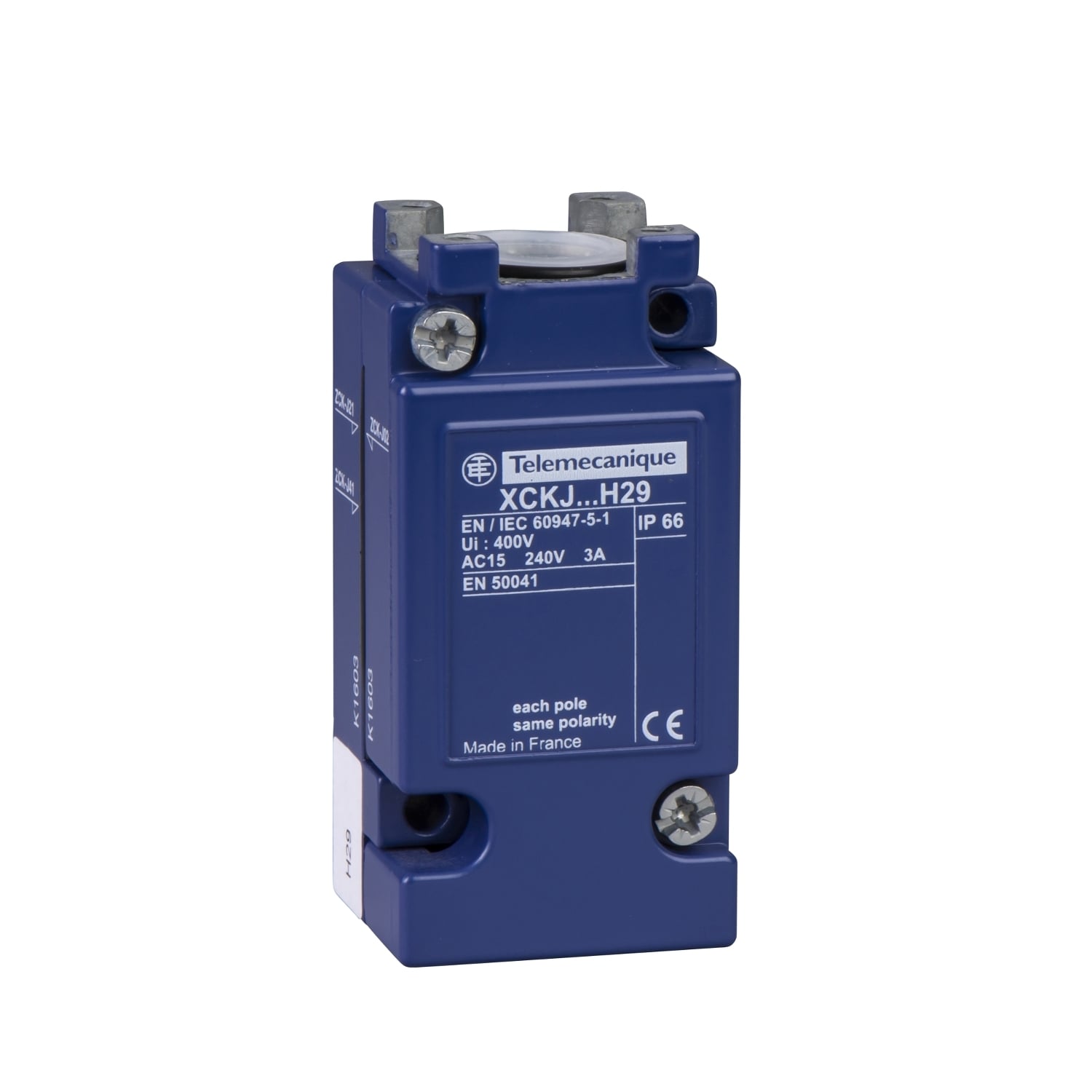ZCKJ21H7 OsiSense 2-Pole 2-Step Limit Switch Body, 2CO Contact, For Use With Non Plug-In XCKJ Series Limit Switch, 10 A at 500 V AC Contact, IP65/IK08 Enclosure