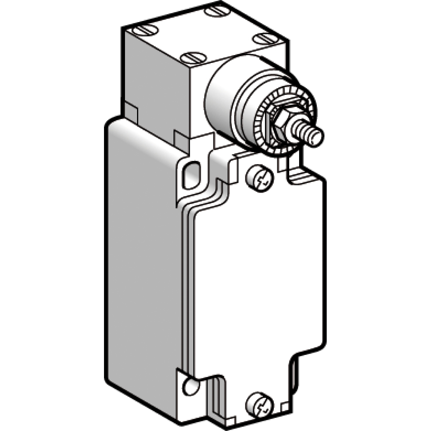 ZCKJ404H7 OsiSense 2-Pole Fixed Limit Switch Body With Spring Return Rotary Head, 2CO Contact, For Use With Non Plug-In XCKJ Series Limit Switch, 3 A at 240 V AC, 0.27 A at 250 V DC Contact, IP66/IK07 Enclosure