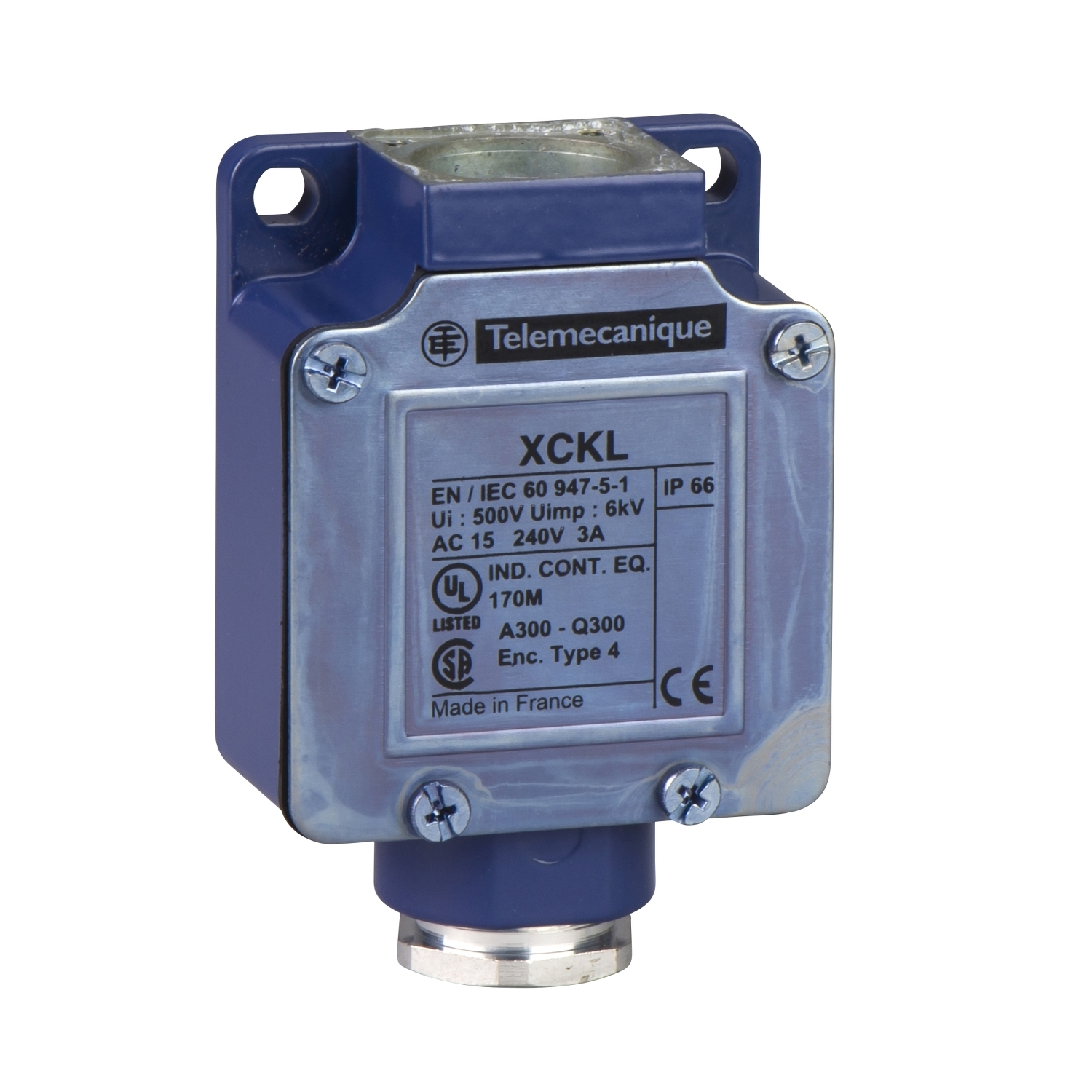 ZCKL1 OsiSense XC Fixed Standard Limit Switch Body, 1NO-1NC Contact, For Use With XCKJ and ZCKJ Limit Switch, 10 A at 500 V AC Contact, IP66 Enclosure