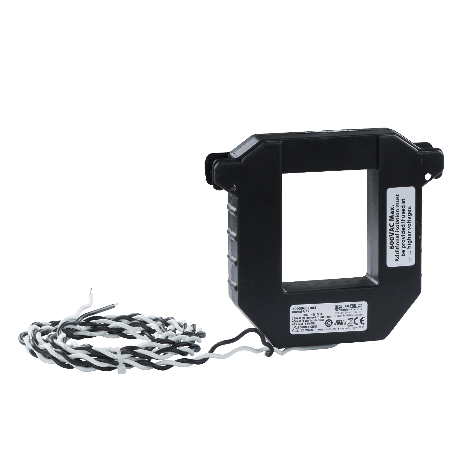 3090SCCT083 PowerLogic Split Core Current Transformer, 800:5 Current Ratio, 800 A Primary, 5 A Secondary, 50/60 Hz, 600 VAC