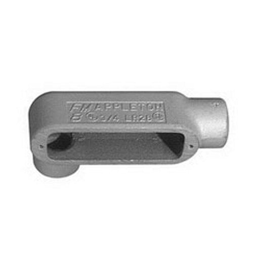 Conduit Outlet Body, Type LR, 3/4 in Hub, 2 Hubs, 8 cu-in Capacity, Form 8 Form, NEMA FB-1 Enclosure, Tapered FNPT Connection, Surface Mounting, Grayloy Iron, Triple Coated, Gray, 5-3/4 in L x 2-1/2 in W x 2-1/2 in H Dimensions