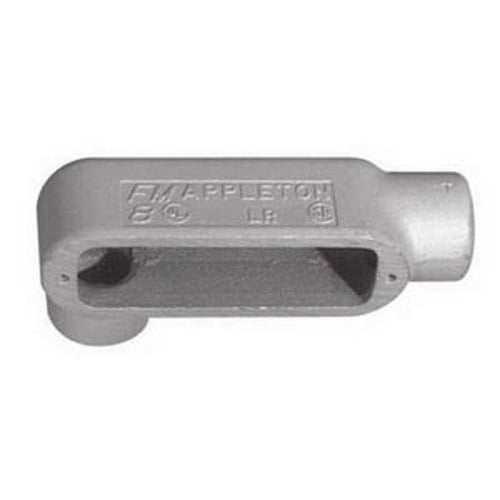 FM8; Unilet; Type LR Conduit Outlet Body; 2 Inch, Grayloy;-Iron, Triple-Coat (Zinc Electroplate, Chromate and Epoxy Powder Coat)