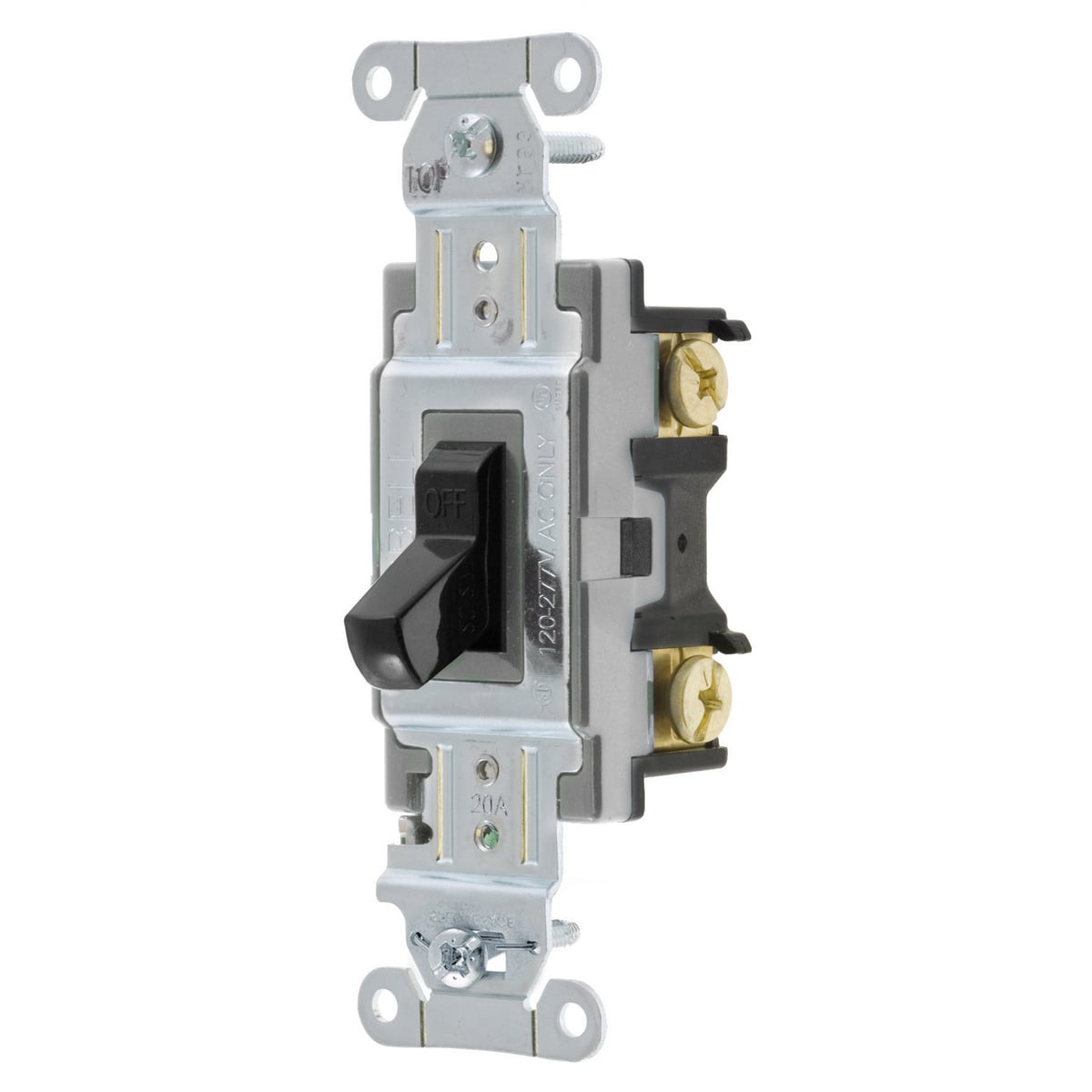 CSB220BK 2-Position Standard Toggle Switch, 120 to 277 V AC, 20 A, 5540 W Power Rating, 2-Position Contact