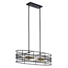 Two on-trend finishes deliver sleek industrial-era style on this Piston oval chandelier. Natural Brass accents add the shine, while a black mesh cage forms the structure.
