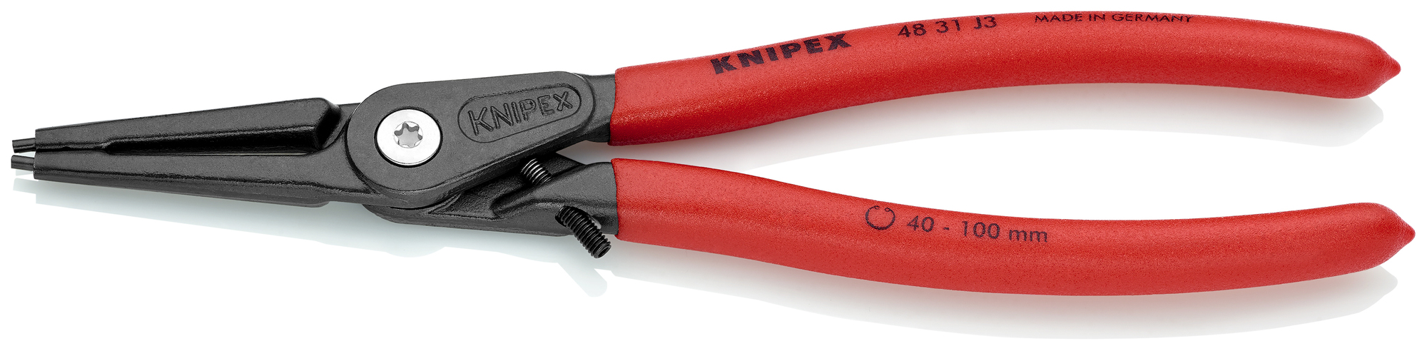 Internal Precision Snap Ring Pliers-Limiter, 9 in., Non-slip plastic, 3/32 in. Tips