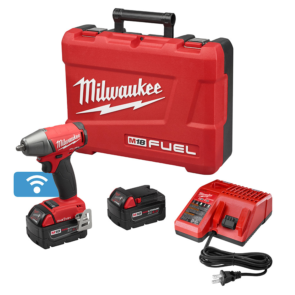 2758-22 M18 Fuel Brushless Compact Impact Wrench Kit, 3/8 in Straight Drive, 0 to 3200 bpm, 210 ft-lb Torque, 18 V DC, 5.9 in OAL