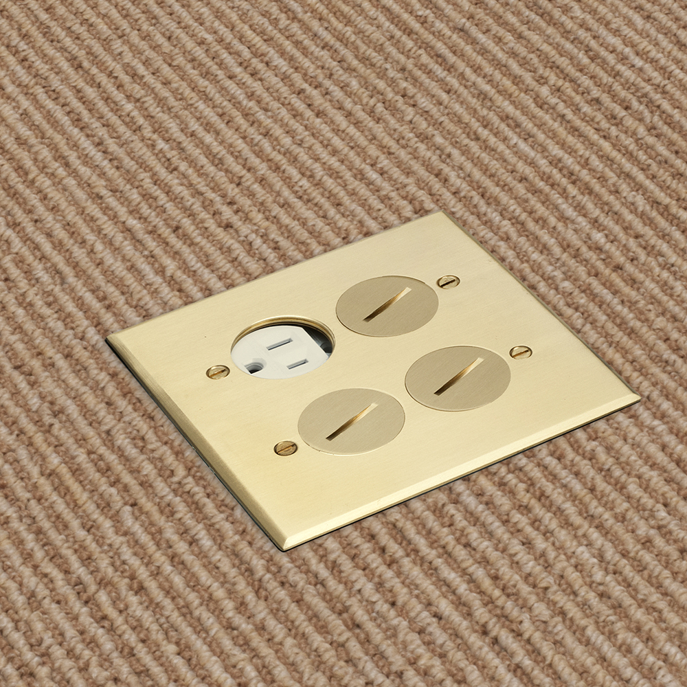 FLB5541MB Floor Box Kit, Brass/Plastic/Steel, 2 Gangs