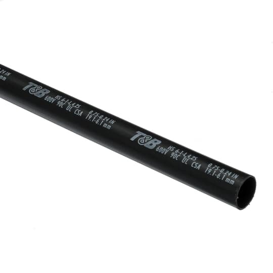 HS6-1-4 Shrink-Kon Heat Shrink Tubing With Thermoplastic Adhesive Liner, 3/4 in ID Expanded, 0.24 in ID Recovered, 0.09 in THK Wall Recovered, 48 in L, Polyolefin, Black