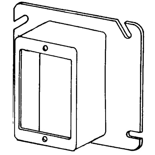 8485E 1-Device Raised Square Box Cover, 4-11/16 in L x 4-11/16 in W x 1-1/4 in D, Steel