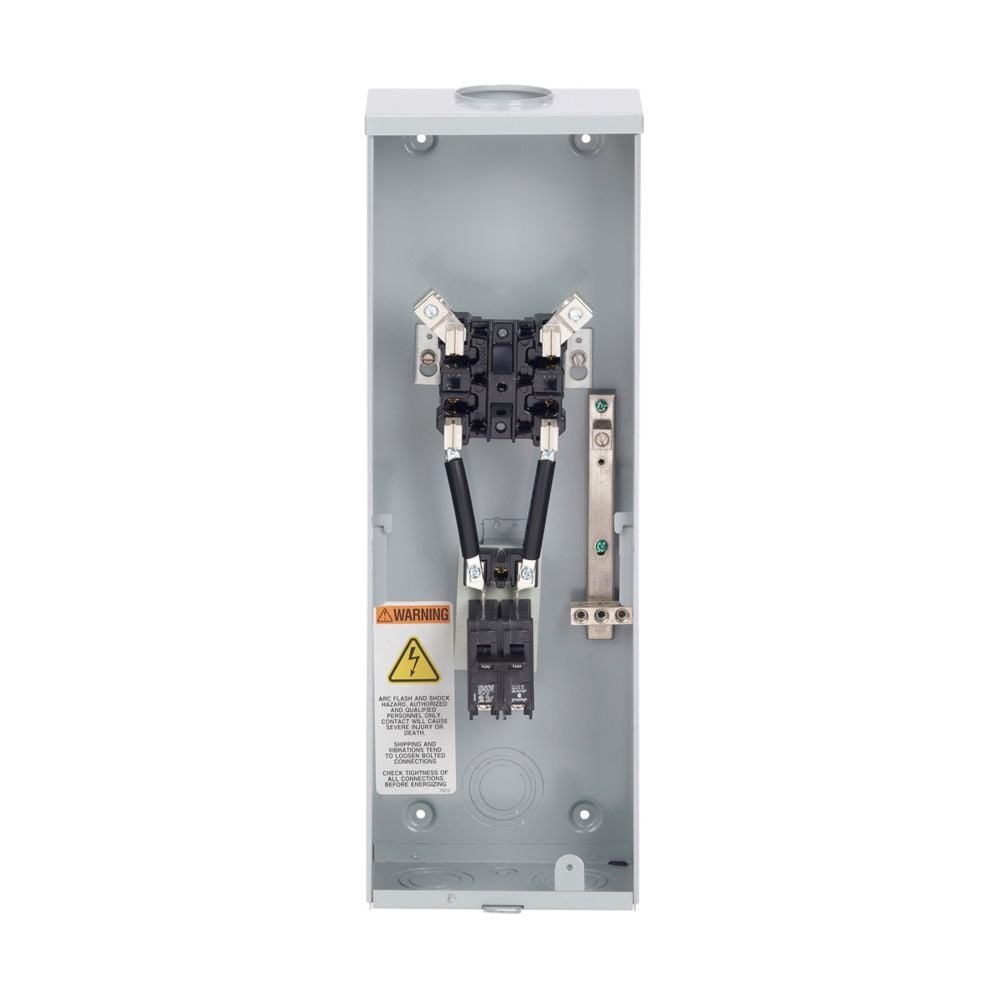 1M1R Meter Breakers, 100 Amp, Single Meter Position, Ringed, 3R, OH ANSI 61 Gray Painted, AW Hub 010 kAIC, #14-2/0, Main Circuit Breaker Galvanized Steel, Surface Mount, 4 Jaw, 3 Wire, 1 Phase, 3 Wire 120/140 V
