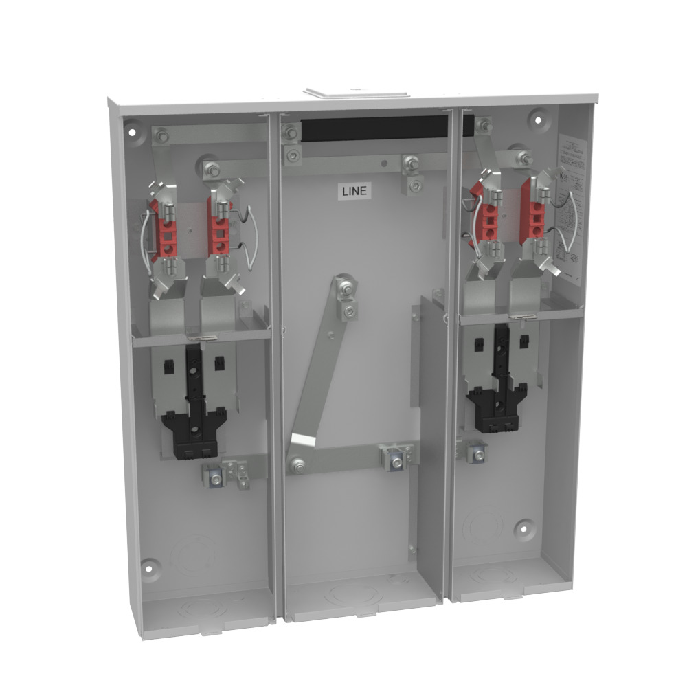 U5882-X-KK-K1-ALT Meter Socket with Main Breaker, 200 Amp, 1 Phase, Ringless, Horn, 4 Term, 2 Position, OH, UG, 240V