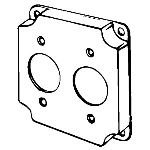 8364 Electrical Box Cover, 4 in L x 4 in W x 1/2 in D, Single Receptacle Cover, Steel