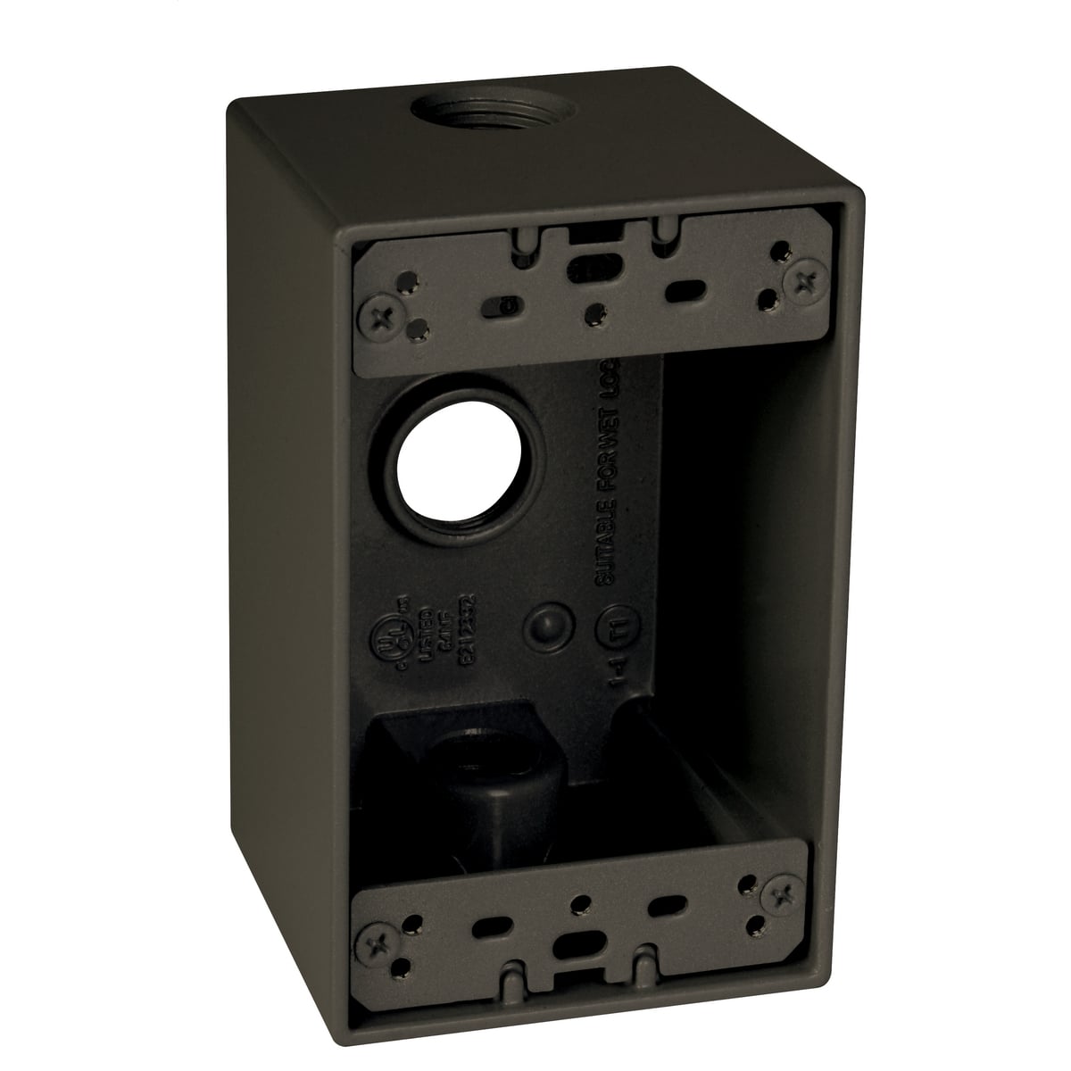 SD350Z Weatherproof Outlet Box, Die Cast Metal, 22.5 cu-in Capacity, 1 Gangs, 3 Outlets, 4-1/2 in L x 2-3/4 in W x 2 in D