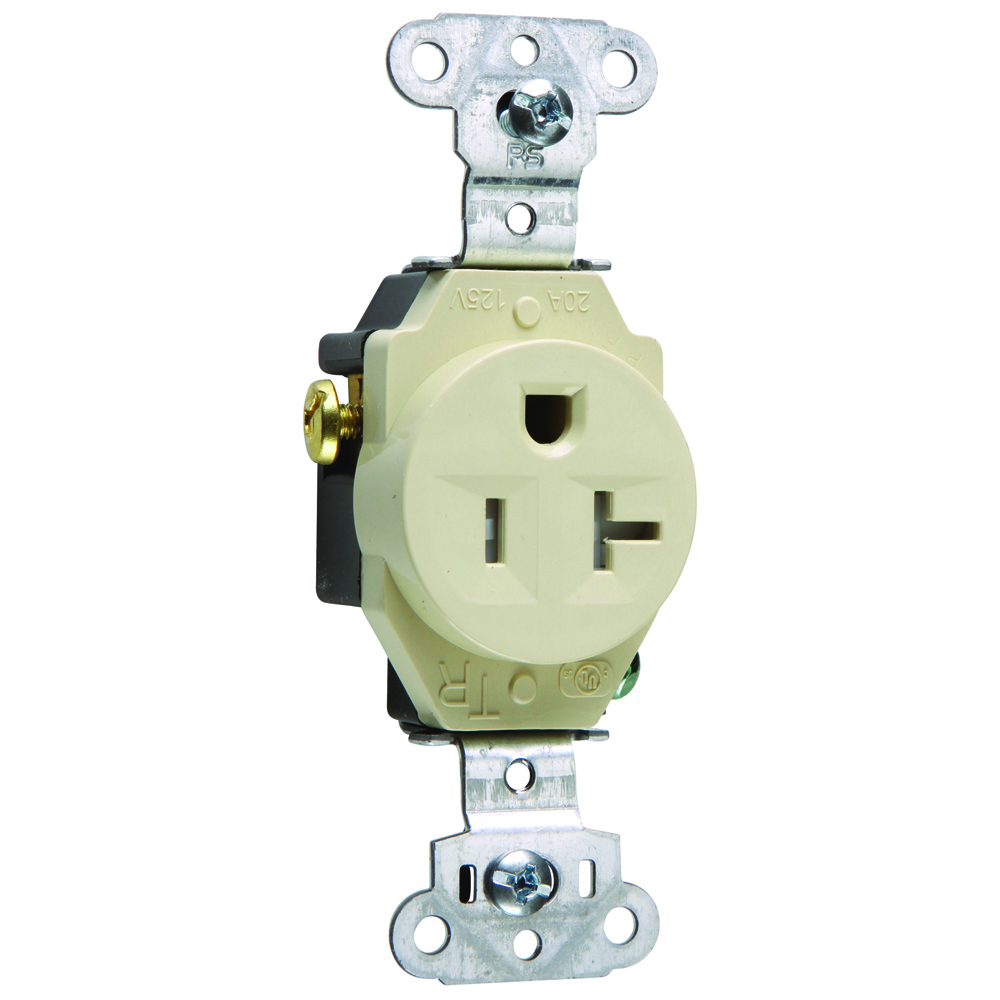 TR5351I 20 Amp 125V Construction Spec-Grade Single Receptacle, Back and Side Wire, Ivory