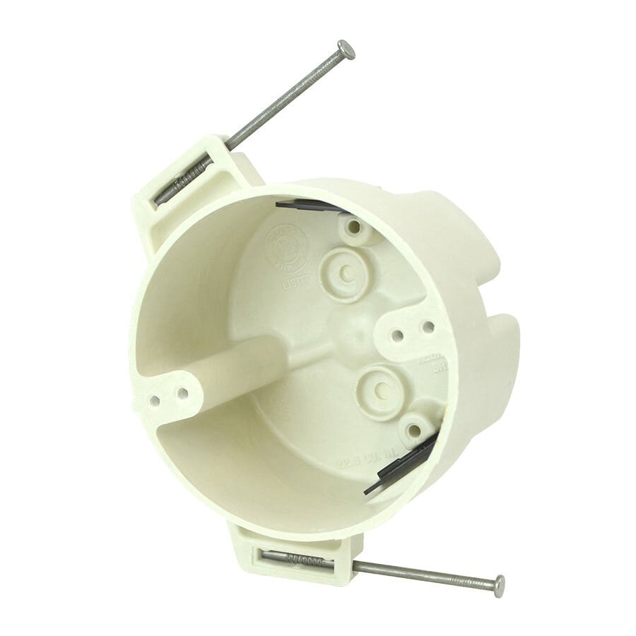 Speed Klamps; Round Outlet Box; 2-7/16 Inch Depth, Thermoset-Fiberglass, 22.5 Cubic-Inch, Beige/Tan