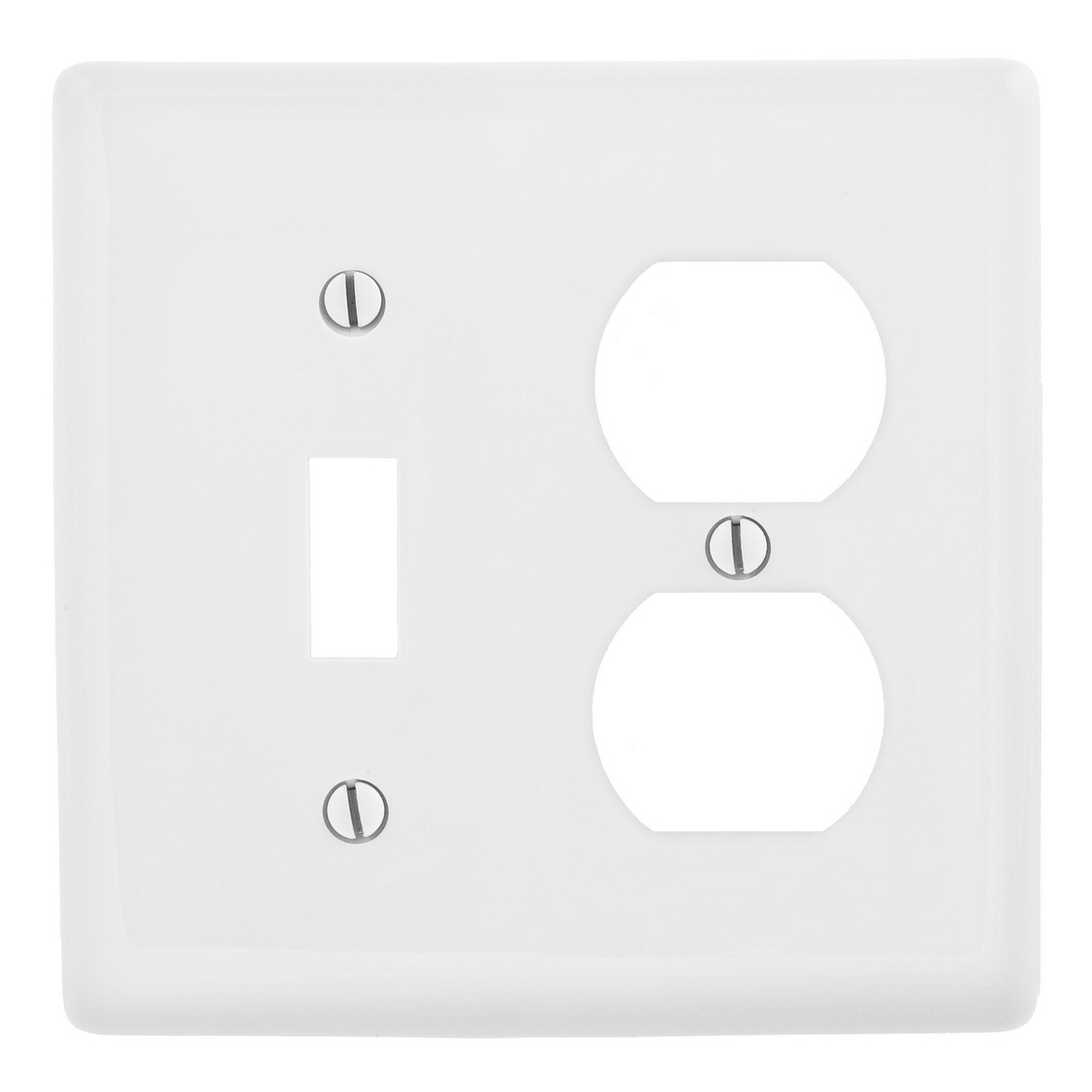 NPJ18W Medium Size Combination Wall Plate, 2 Gangs, 4.88 in W x 4.94 in H, Nylon, White