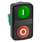 Harmony XB5, Double-headed push button head, plastic, 22, 1 green flush marked I + 1 red flush marked O