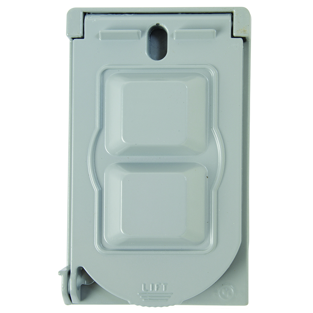 CA1G Cast Weatherproof Cover Vertical Toggle Switch and Power Outlet, Gray