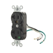 8300-LR 1-Phase Duplex Heavy Duty Grounding Slim Straight Blade Receptacle, 125 V AC, 20 A, 2 Poles, 3 Wires, Red