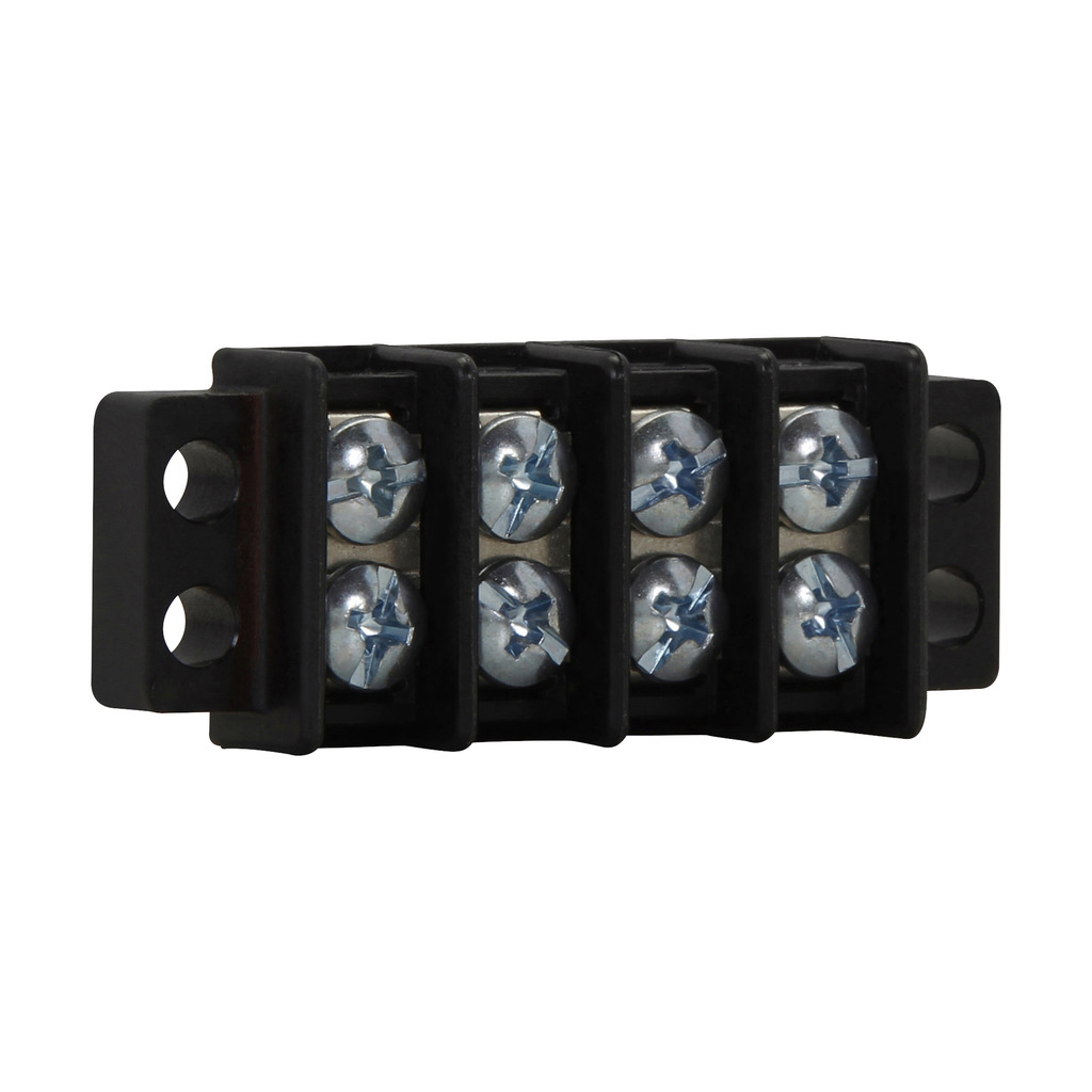 TB100-06 6-Pole Double Row Terminal Block, 300 V, 30 A, 22 to 14 AWG Wire, Black