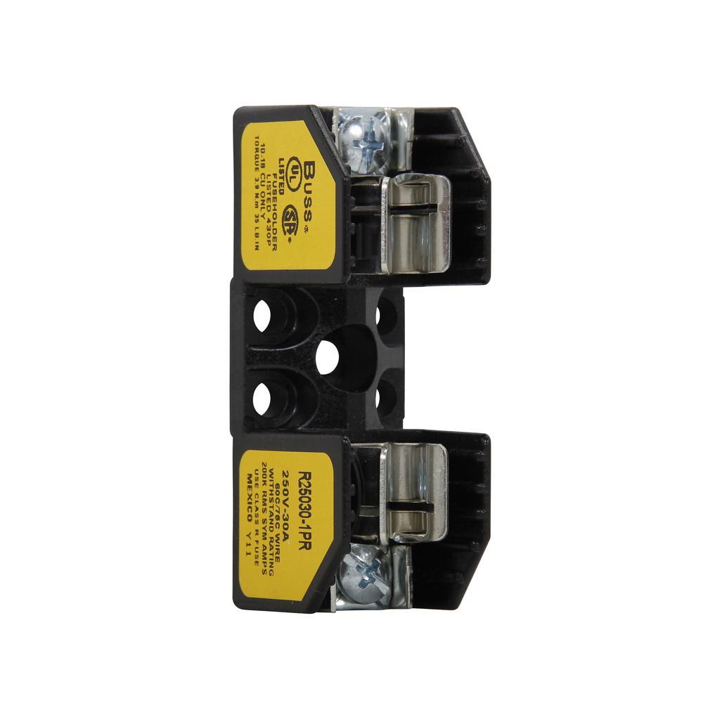 H25030-1P Fuse Block, 250 VAC, 1/10 to 30 A, Class: H, 18 to 10 AWG Wire, 1 Pole