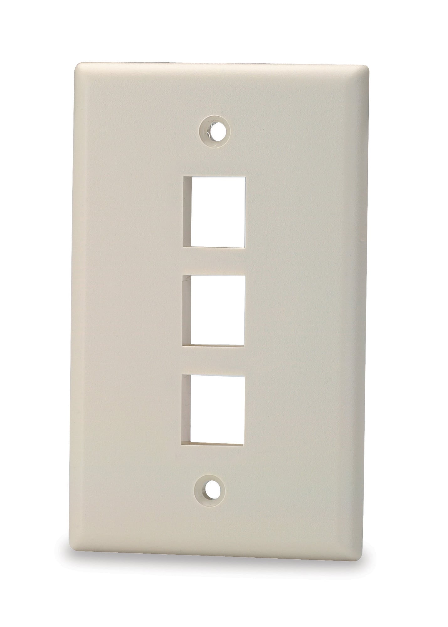 3-Port Single Gang Keystone Faceplate w/o Labeling, Ivory