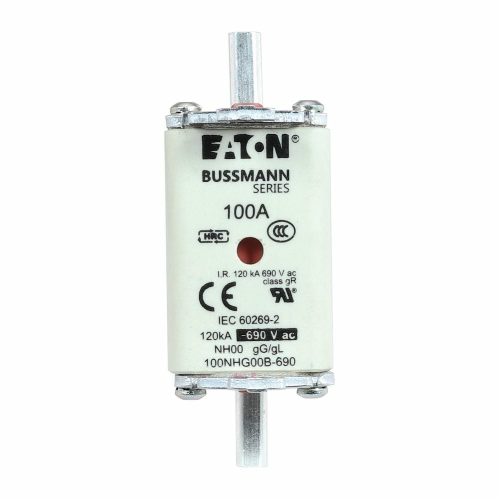 100NHG00B-690 Size 00 Dual Indicator Low Voltage NH Fuse Link, 690 V, 100 A, For Use With Class C gG/gL Fuse, Ceramic