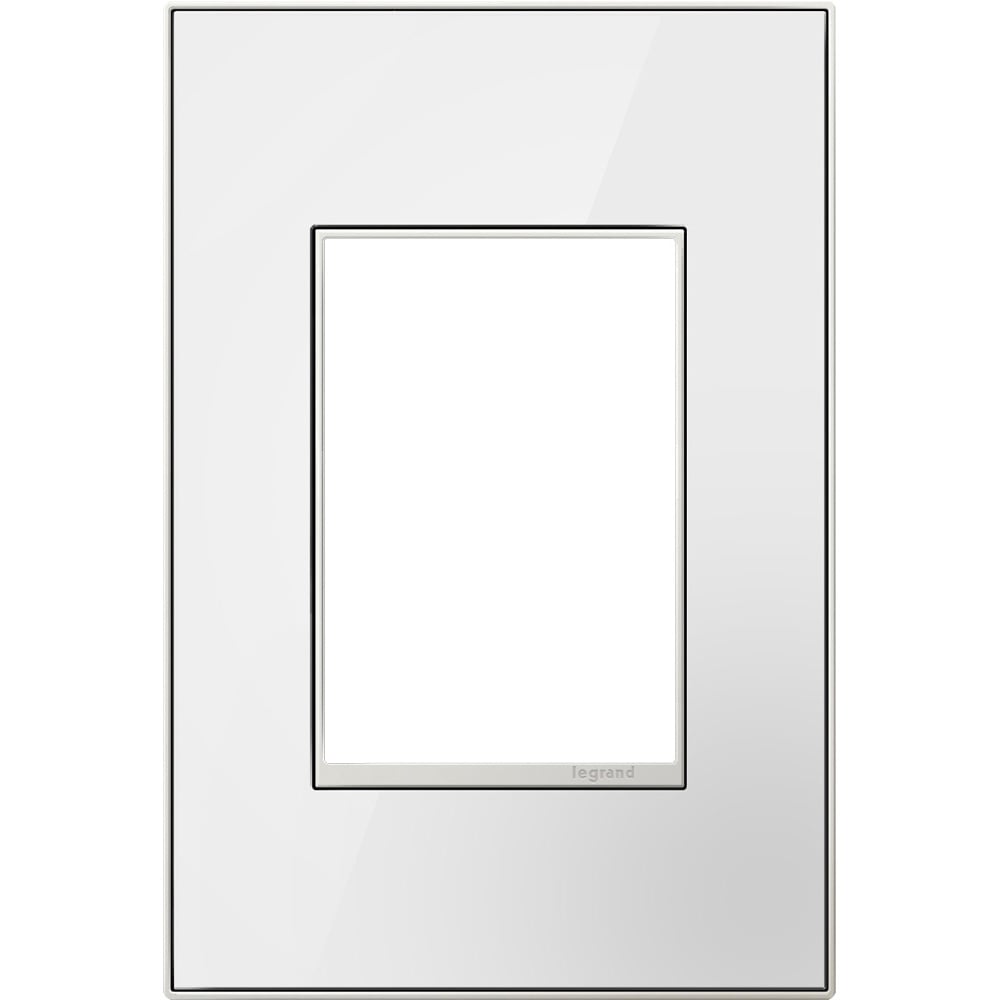 AWM1G2MW4 Adorne Designer Wall Plate, 1 Gangs, 3.45 in W x 5.13 in H, Mirror Glass, White