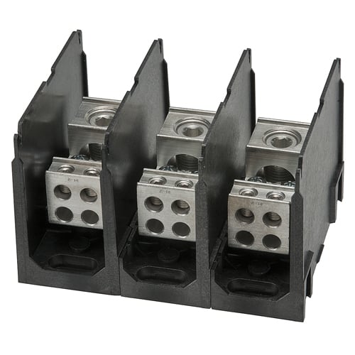 PDH-11-2/0-3 ClearChoice Type PDH Dual Rated Power Distribution Block, 600 VAC, 175 A, 3 Poles, 14 to 2/0 AWG Wire, Aluminum Alloy