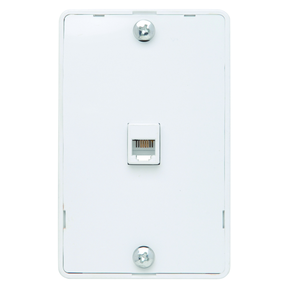 WMTE14-W WMTE14 Standard Telephone Jack, 1 Gangs, 4.7 in L x 3 in W, Thermoplastic, Box Mount