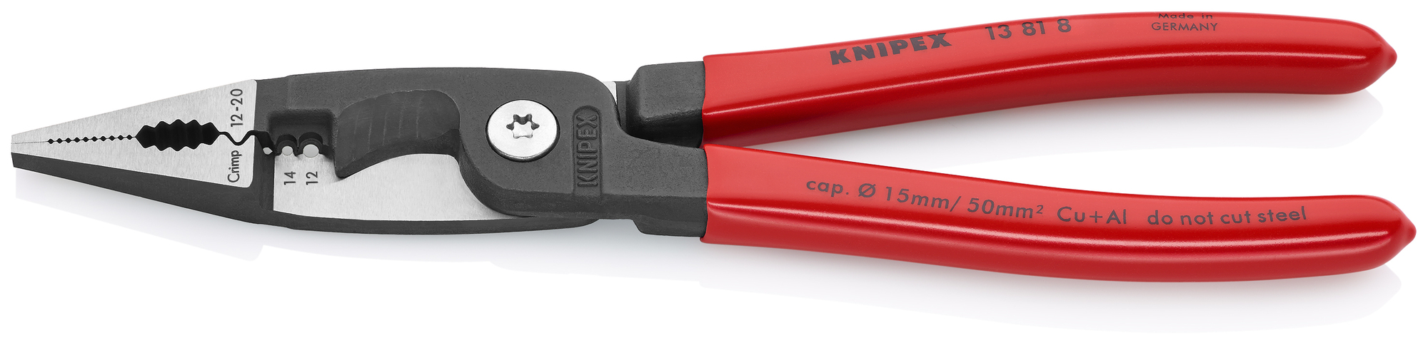 6-in-1 Electrical Installation Pliers 12 and 14 AWG, 8 in., Non-Slip Plastic
