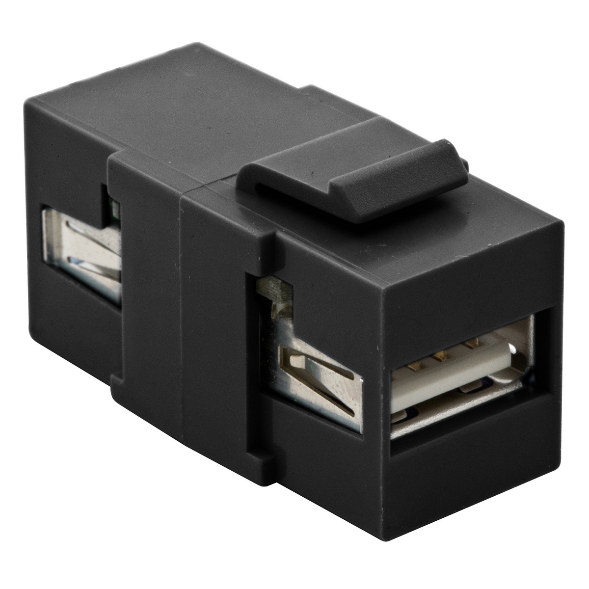 SFUSBAA3BK A to A Keystone Pass-Through Standard V3.0 USB Connector, Female Connector, Plug-In Termination, Snap-Fit Mount, Black