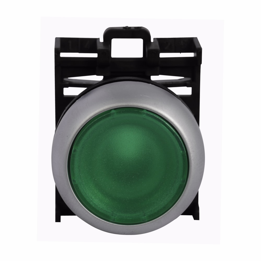 M22-DL-G Modular Illuminated Pushbutton Operator, 22.5 mm, Flush Operator, Momentary Contact, Green