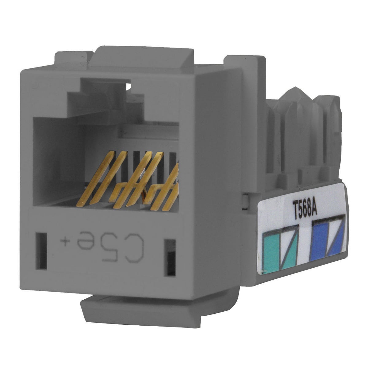HXJ5EGY25 8-Position Standard Universal A/B Jack, Cat 5e Module, Snap-Fit Mount, Gray