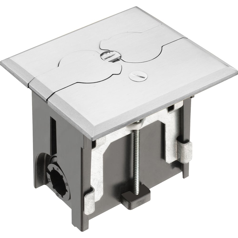 FLBAF101NL Adjustable Floor Box With (2) Flip Lids, Plastic, 18.3 cu-in Capacity, 1 Gangs, 4.646 in L x 4 in W x 4.047 in H