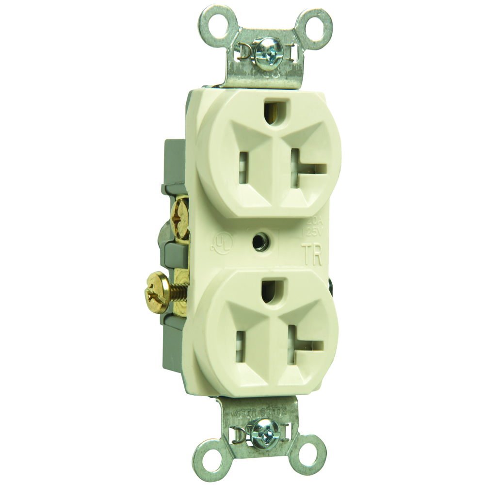 TR20LA 20 Amp 125V Commercial Grade Duplex Receptacle, Light Almond