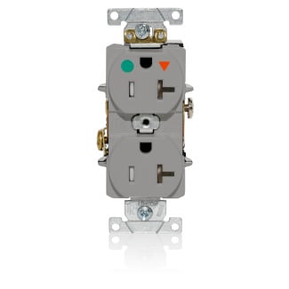 T8300-IGG T8300-IG Duplex Flat Face Heavy Duty Isolated Self-Grounding Standard Tamper-Resistant Straight Blade Receptacle, 125 V AC, 20 A, 2 Poles, 3 Wires, Gray