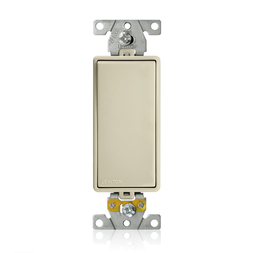 M5691-I Decora Plus Lev-Lok Framed Heavy Duty Self-Grounding Rocker Switch, 125 V AC, 15 A, 1/2 hp, 2 hp Power Rating