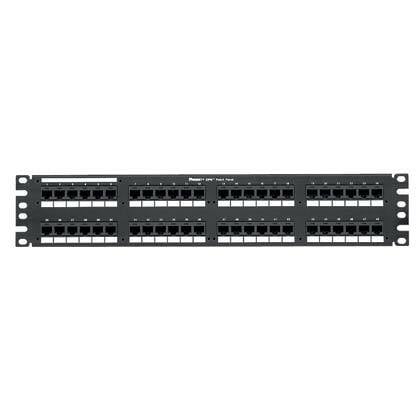 Cat 6 Punchdown Patch Panel, 48 Ports, 2 RU, Black