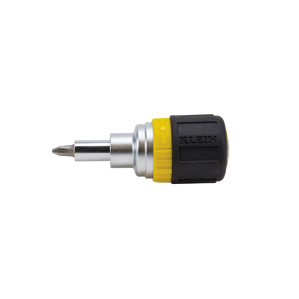 32593 6-in-1 Ratcheting Stubby Screwdriver, 4 Pieces, Cushion Grip Handle, Steel