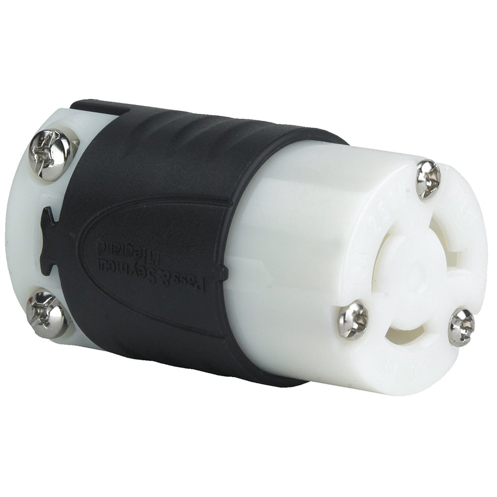 PSL615C 15 Amp NEMA L615 Connector - Black Back, White Front Body